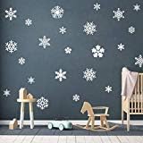 Gestyz 44 Pcs Snowflake Wall Decal Set Snowflakes Window Stickers Christmas Wall Decals Snow Flake Decals Holiday Wall Decals Snowflake Decals Y23 (White)