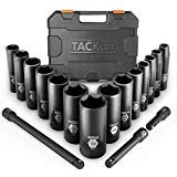 Drive Impact Socket Set, Tacklife 17pcs 1/2-inch Drive Deep Impact Socket Set, 6 Point, 3/8-1-1/4 inch, 14pcs Inch Sockets with 3pcs 1/2-Inch Drive Impact Extension Bar Set - HIS2A