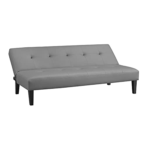 Naomi Home Button Tufted Futon Sofa Bed, Faux Leather Futon Couch