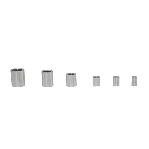 M2 M3 M4 M5 304 Stainless Steel Thimble and 6 Sizes Aluminum Crimping Loop Sleeve Assortment Kit for 1/16" - 3/16" Diameter Wire Rope Cable Thimbles Rigging-215 Pcs