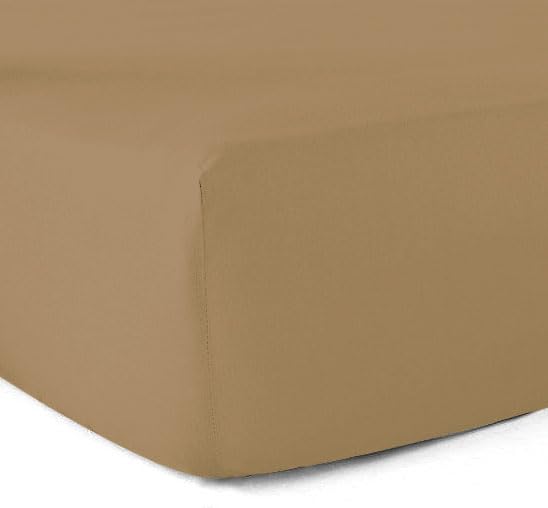 Fitted Sheet 100% Cotton 57 Thread Count 90 x 190 cm Ochre 30 cm