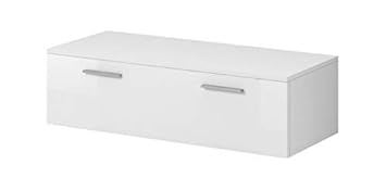 E-Com TV-Schrankständer Boston Korpus matt weiß/Front weiß Hochglanz (100cm)