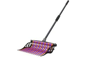Noble Equestrian Adjustable Wave Fork for Muck, Manure, & Heavy Duty Farm Work, Orange/Purple