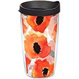 Tervis 1243376 Watercolor Poppy Tumbler with Wrap and Black 