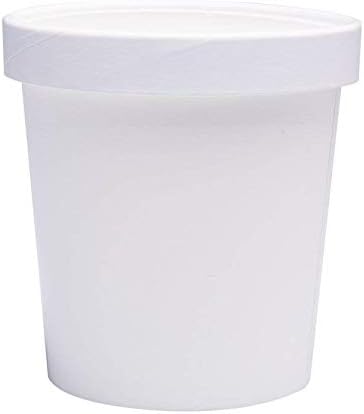 Mr Miracle 16 Ounce Soup / Frozen Dessert Containers with Lids in White. Pack of 25 Sets