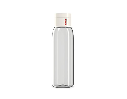 Joseph Joseph 81047 Dot Hydration-Tracking Water Bottle Counts Water Intake  Tracks Consumption On Lid Twist Top, 20-ounce, White