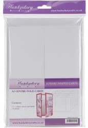Hunkydory Luxury Silk Art Shaped 350Gsm Cards W/Envelopes A5 5/Pkg-White Centre-Fold