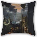 Slimmingpiggy Throw Cushion Covers Of Oil Painting Francisco Pacheco - San Joaqu?­n Y Santa Ana 16 X 16 Inches / 40 By 40 Cm,best Fit For Sofa,bedding,teens Boys,kids,bar Seat,bedroom Twice Sides
