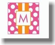 Paparte Note Cards (708 Pink and Orange Stripe Initial)