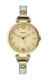 Fossil Women's ES3261 Georgia White/Rose Stainless Steel/Leather Watch