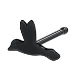 Sterling Silver Black Flying Bird Nose Bone