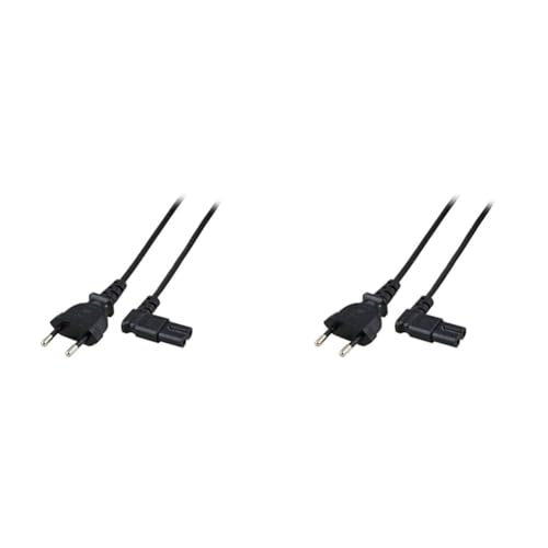 ACT C7 Kabel 3m, Euro Netzkabel Stromkabel Type C Eurostecker Gewinkelt auf Buchse, Kleingerätekabel PS4/PS5, TV, Drucker– AK5421, 3 m (Packung mit 2)