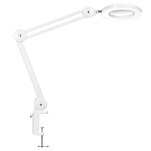 Beyamz LED Lupenleuchte Lupenlampe Arbeitsplatzlampe Kosmetiklampe, 5 Dioptrien, mit Linse mit 125 mm Durchmesser; mit Dimmbaren 3-Farben-Modus-Leuchten