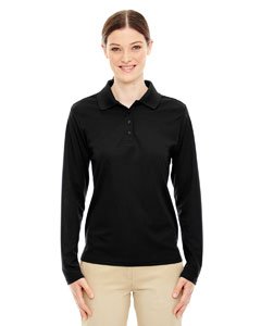 Ash City - Core 365 Performance Long Sleeve Pique Polos 78192 -BLACK 703 M