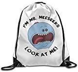 AOLM Men's Women's Print Shoulder Drawstring Bag Port Bag Backpacks String Bags School Rucksack Gym Bag Rick And Morty Look At Me White.