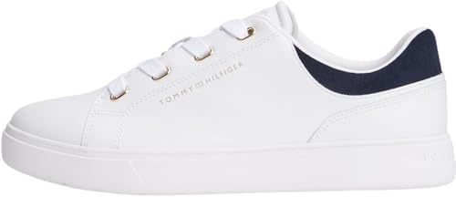 Damen Cupsole Sneaker Casual aus Leder, Weiß (White/Space Blue), 35