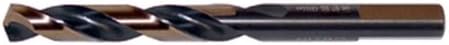Drillco 350N Series High-Speed Steel Nitro Mechanics Length Drill Bit, Black/Gold Oxide Finish, Round with Flats Shank, Spiral Flute, 135 Degree Split Point, 9/32" Size (Pack of 12)