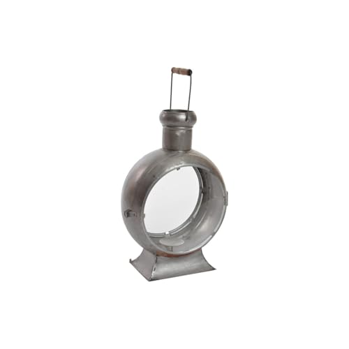 FAROLA METAL CRISTAL 37X22X55 ENVEJECIDO PLATEADO