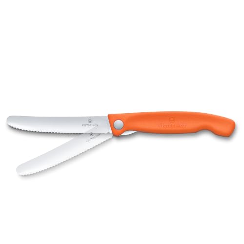 Victorinox Swiss Classic Folding Picnic Knife, 11cm Serrated Blade, Orange
