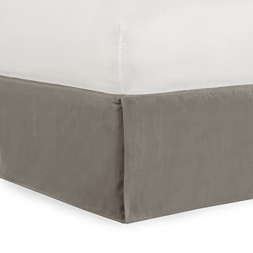 Tailored Velvet Bed Skirt with Split Corner 21 inch Drop Full , Grey