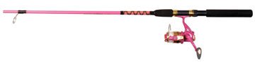 Master Fishing Tackle Mounted Line Roddy Hunter LED Lite Series Spin Cast Rod for RLS20/SPC56 (2 Piece), 5-1/2', Pink/Blue/Burnt Orange