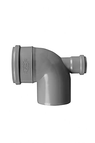 110 mm Soil Pipe Elbow Bend 90° Single Socket End with 50 mm Inlet, Sewer Waste Smart Spigot, Grey