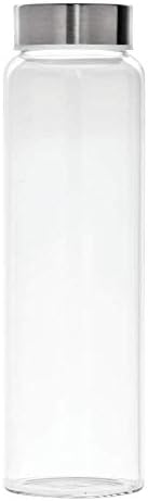 EuroStyle 33 ounce Glass Water Bottle with Metal Lid 12-Case
