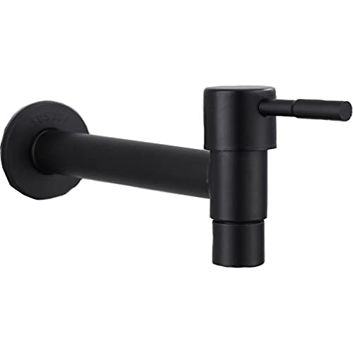 Mop Pool Water Tap, Cold Faucet, Washing Machine Faucet, Single Cold Water Tap, Stainless Steel Wall Mounted Water Saved Faucet for Bathroom, Sink, Balcony, Kitchen (Black)