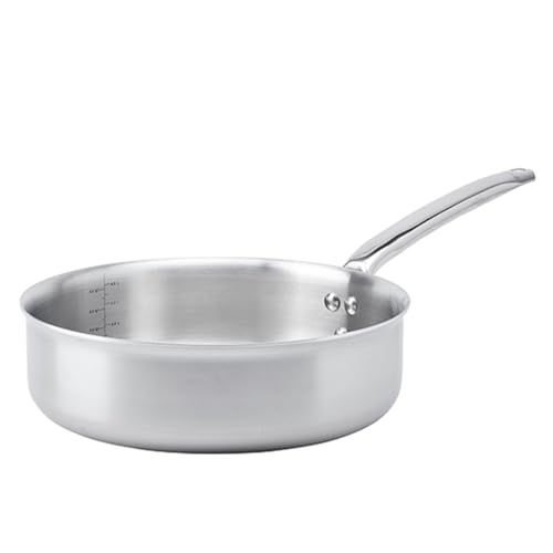 DE BUYER - ALCHIMY 3-Layer Stainless Steel Straight Edge Saute Pan - 28 cm - Made in France, PFAS Free, Cooking Master, 18/10 Stainless Steel, Suitable for All Heat Sources + Oven, Polished Brushed