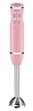 Chefman Immersion Stick Blender Includes Stainless Steel Shaft & Blades Powerful Ice Crushing 2-Speed Control One Hand Mixer, Soft Touch Grip, Pastel Pink