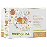 Babyganics Diapers, Size 1 (18-14 lbs) 232 Count, Ultra Absorbent, Unscented, Made without Chlorine, Latex