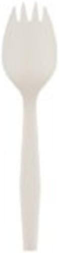 GEN MWSPKIW Wrapped Cutlery, 5 3/4" Spork, Mediumweight, White (Case of 1000)