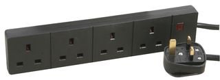 EXTENSION LEAD 4 GANG BLACK 3M