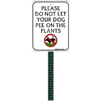 Lustiges Gartenschild 'Liebe Hunde, Bitte Nicht Unsere Pflanzen Gießen!' – Alu-Schild Mit Pfahl, 25 X 25 Cm