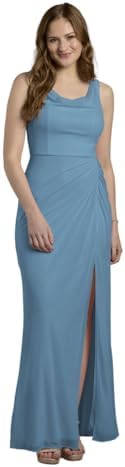 david's bridal cowl back bridesmaid dress Charmeuse Cowl Bridesmaid Dress with Lace-Up Back