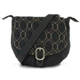 Travelon Crinkle 3-Compartment Flapover Shoulder Bag (Black)