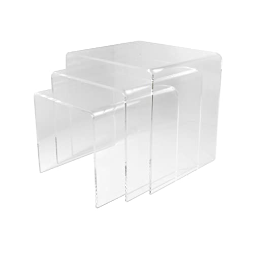TIELO Acrylic Perspex Plastic Nest of Tables Living Room Table Hygienic Easy Clean