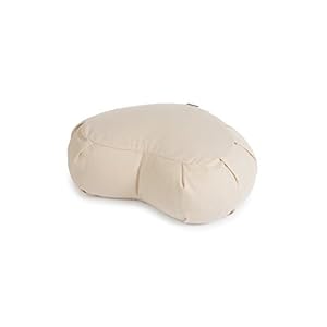 Yoga Studio European Organic Crescent Zafu – 42 x 13 x 18cm Meditation Pouf with Cotton Cover, Buckwheat Hulls. Yoga Accessories