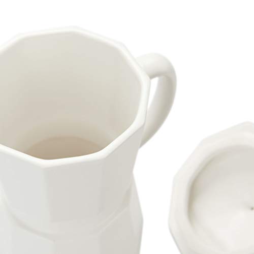 Balvi Mug Moka Color Blanco Mate Taza Grande con Tapa En Forma de cafetera  Italiana 350 ml Cerámica 1 - La Cafetera