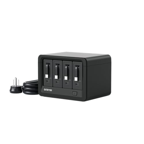 Gitryin 12-in-1 Desktop Charging Station with 4 Retractable Type-C Wall Chargers, 40W USB-C Power Strip with Flat Plug, Extension Cord with 1020J Surge Protection for Home Office Office