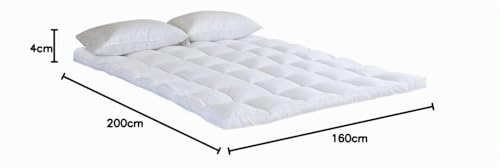 Bedecor Double Mattress Topper 160 x 200 cm, Soft, Breathable, Enhance Mattress, Topper for Sofa Bed, Improve Sleep Comfort, Double Mattress Cover Padded in Polyester