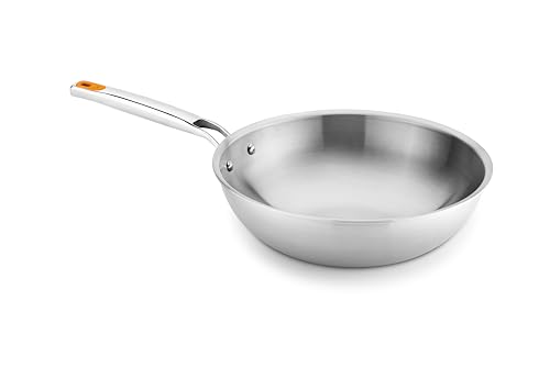 BRA Efficient Inox | Wok 28 cm, Three-Layer (18/10 Stainless Steel Interior + Aluminium Interior + 18/0 Magnetic Stainless Steel Exterior), Induction Safe, Non-Stick, Riveted Handle