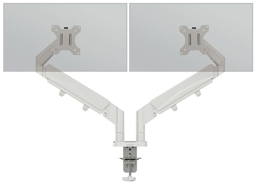 Leitz Supporto per Monitor doppio da 17 a 32, Supporto da scrivania ergonomico con Rotazione Sinistra/Destra, Inclinazione e Capacita di Carico fino a 9 kg, Piastra VESA, Grigio Chiaro, 65370085