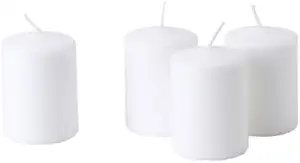 Ikea HEMSJO - Unscented Block Candle, White / 4 Pack - 8 cm