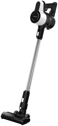 VCP 4130 Aspirateur à Manche sans Fil 2 en 1 2 Niveaux d'aspiration, Moteur 110 W, Batterie Li-ION 21 6 V, Volume d'absorption de la poussière, jusqu'à 45 Minutes, 80 décibels, Blanc/Noir