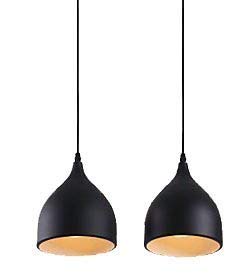 Citra Black Aluminium Hanging Pendant Ceiling Lamp Black Pack Of 2