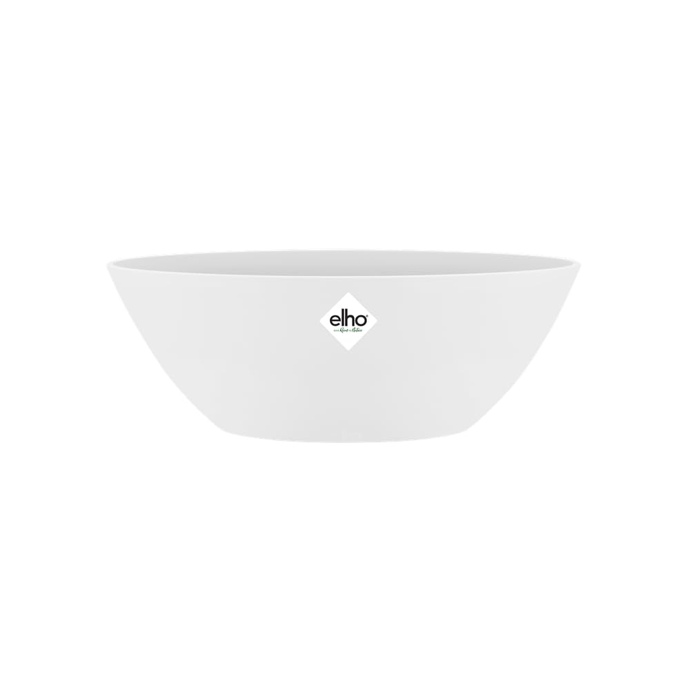 elho Brussels Oval 36 - Flower Pot for Indoor - 100% Recycled Plastic - Ø 36.0 x H 13.1 cm - White/White