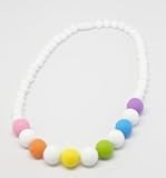 Baby Teething Necklace (Rainbow)-Made With 100 Percent Food Grade Silicone Teether Beads, Chewable Jewelry