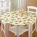 Collections Etc. Patterned Fitted Table Cover with Soft Flannel Backing and Durable Wipe-Clean Vinyl Construction, Ivy, Round