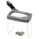 Standing Magnifier 2.5x Power with 10x High-Power Spot Lens, Ergonomic Soft-Grip Handle and Fold-Out Hands Free Stand